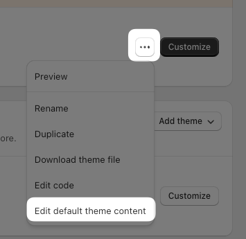 Edit default theme content